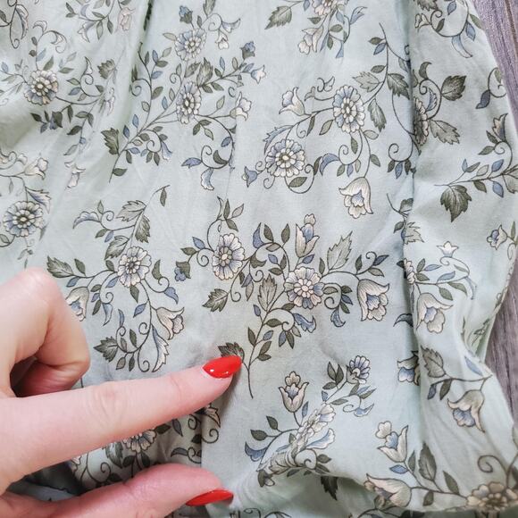 90s Y2K Babydoll Maxi Dress Womens 14 Green Forest Fairy Coquette Floral Whimsy - Picture 9 of 13